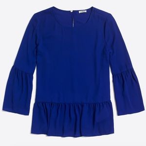 J. Crew Factory Blue Bell-Sleeve Peplum Top.